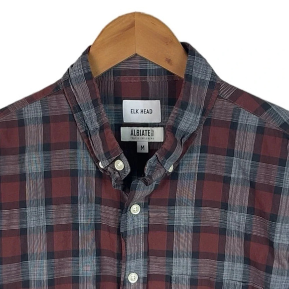 BF1329 Men’s ELK HEAD Albiate Designer Plaid Button Down Shirt M - Picture 3 of 5